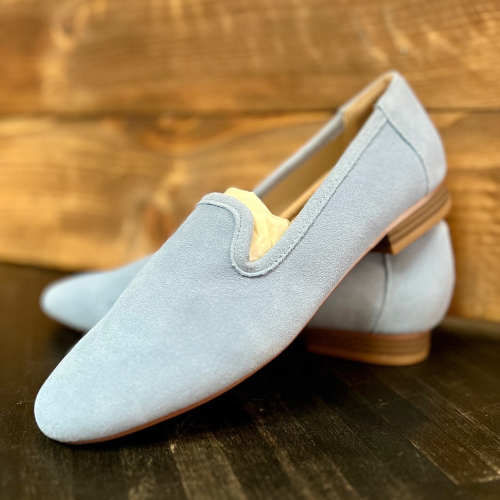 Chic Light Blue Women's Suede Loafers
